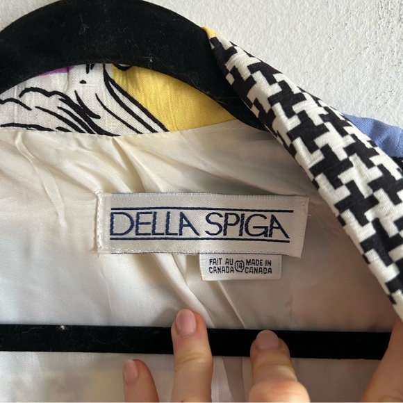 Della Spiga Sz 14 Vintage Colorful Abstract 80s Blazer - Picture 6 of 9